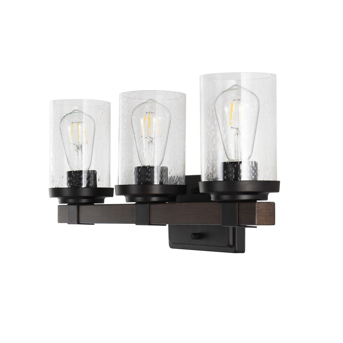 Ferme Iron/Seeded Glass Rustic Farmhouse LED Vanity Light, by JONATHAN Y