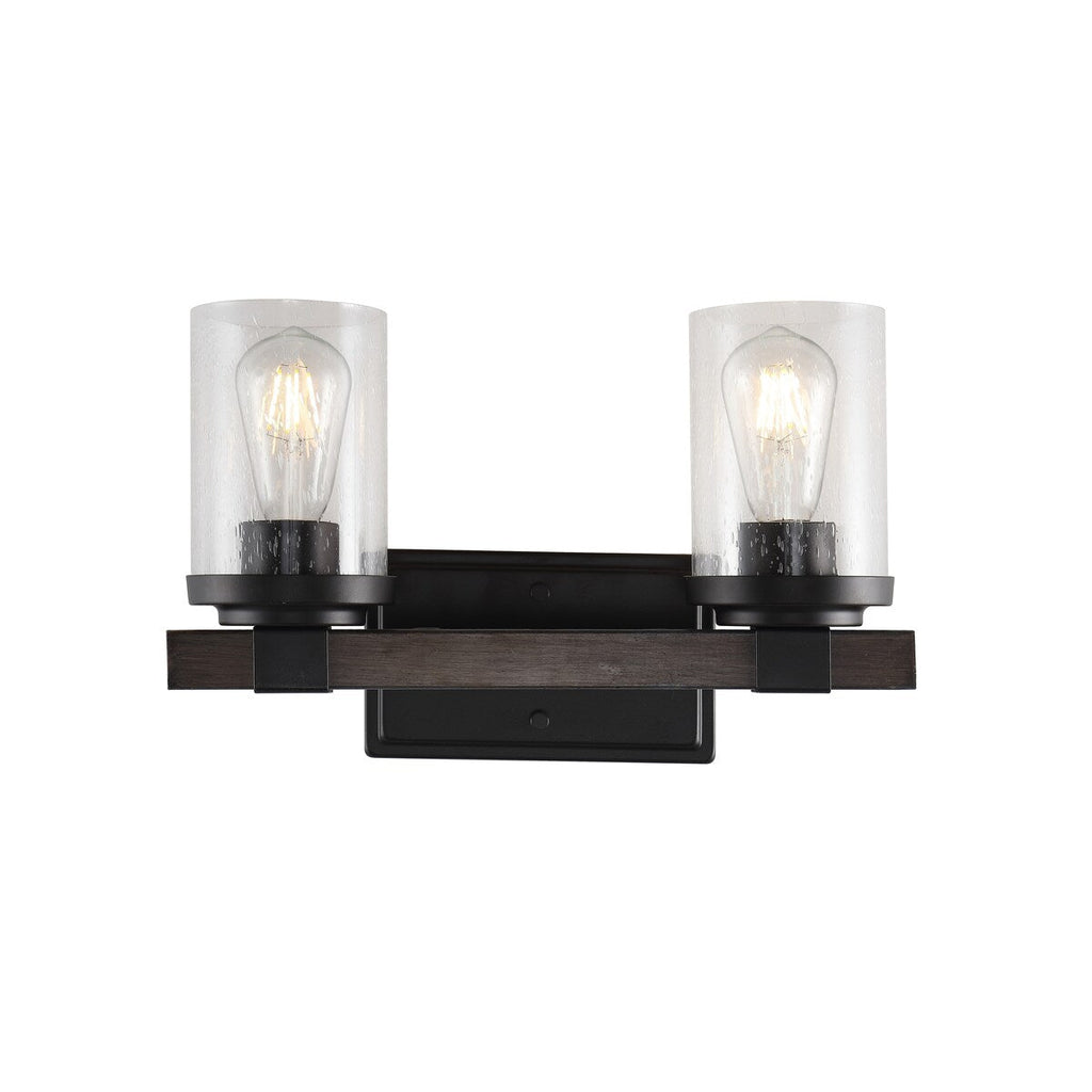 Ferme Iron/Seeded Glass Rustic Farmhouse LED Vanity Light, by JONATHAN Y