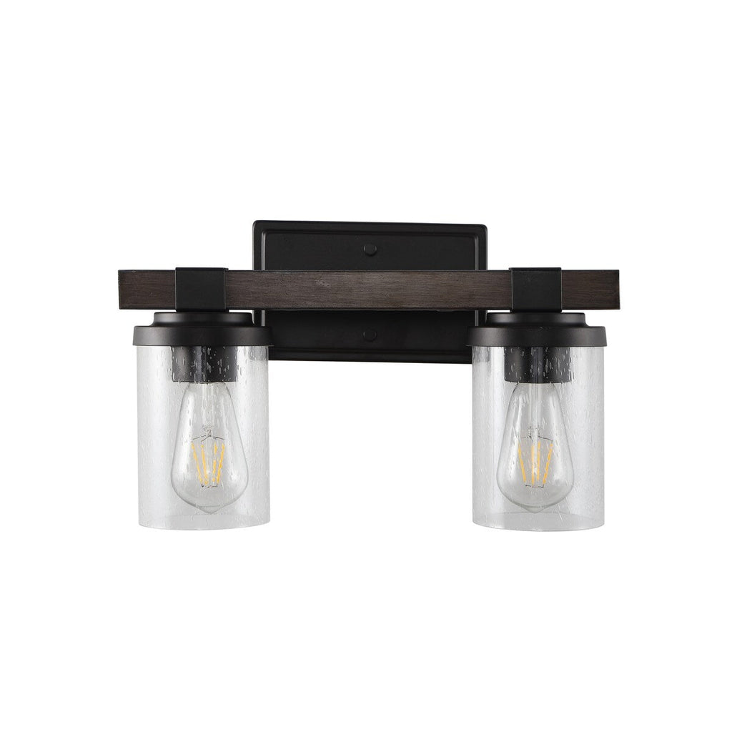 Ferme Iron/Seeded Glass Rustic Farmhouse LED Vanity Light, by JONATHAN Y