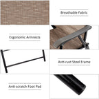 Folding Sling Chair Patio Furniture Set of 2 Armchairs Brown