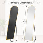 Full Length Arched Mirror with Shatter-Proof Glass & with Stand Aluminum Alloy Frame for Bedroom Cloakroom, Floor Standing