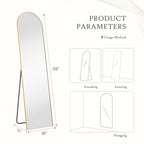 Full Length Mirror with Stand, Floor Mirror with Aluminum Alloy Frame for Bedroom, Standing Full Body Mirror for Wall, Cloakroom