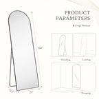 Full Length Mirror with Stand, Floor Mirror with Aluminum Alloy Frame for Bedroom, Standing Full Body Mirror for Wall, Cloakroom