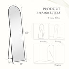 Full Length Mirror with Stand, Floor Mirror with Aluminum Alloy Frame for Bedroom, Standing Full Body Mirror for Wall, Cloakroom