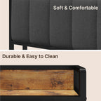 Twin / Full / Queen / King Size Metal Platform Bed Frame with Upholstered Storage Headboard