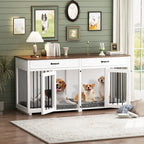 Furniture Style Dog Crate, 64.5 Inch Wooden Large Dog Kennel