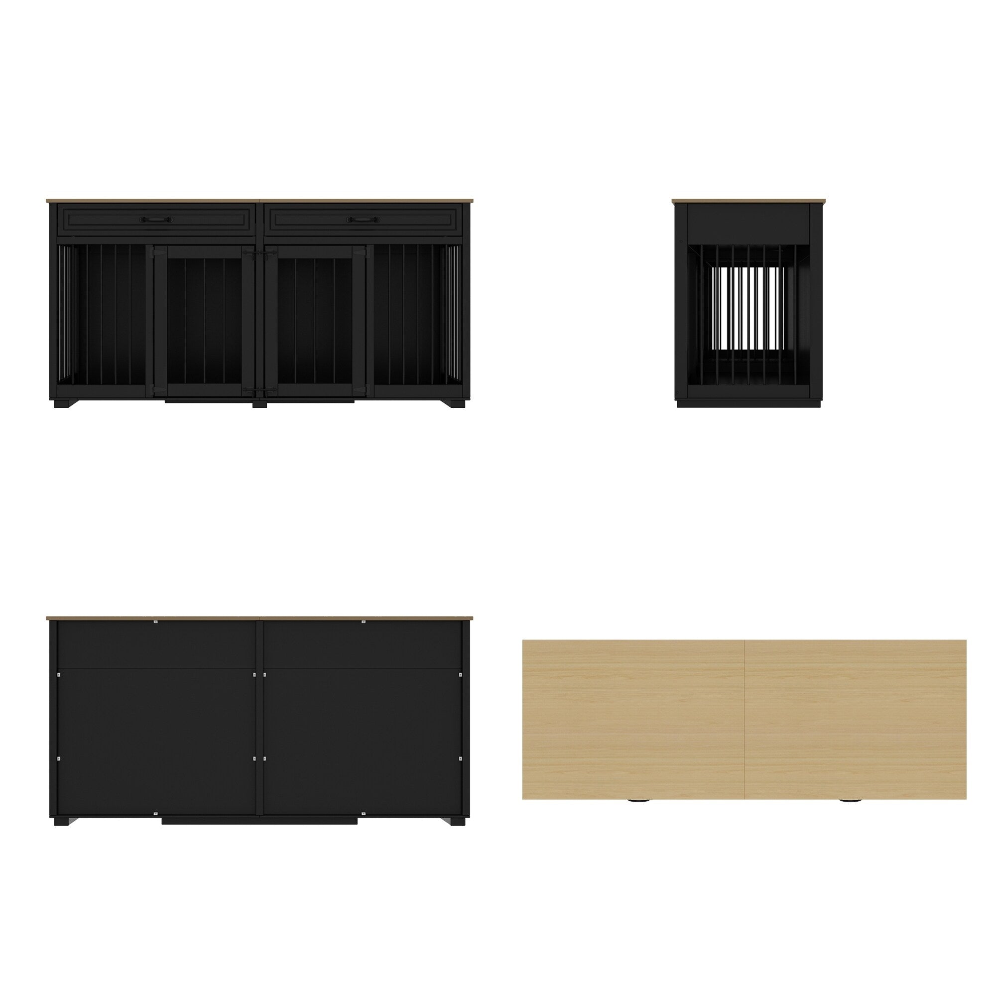 Furniture Style Dog Crate, 64.5 Inch Wooden Large Dog Kennel