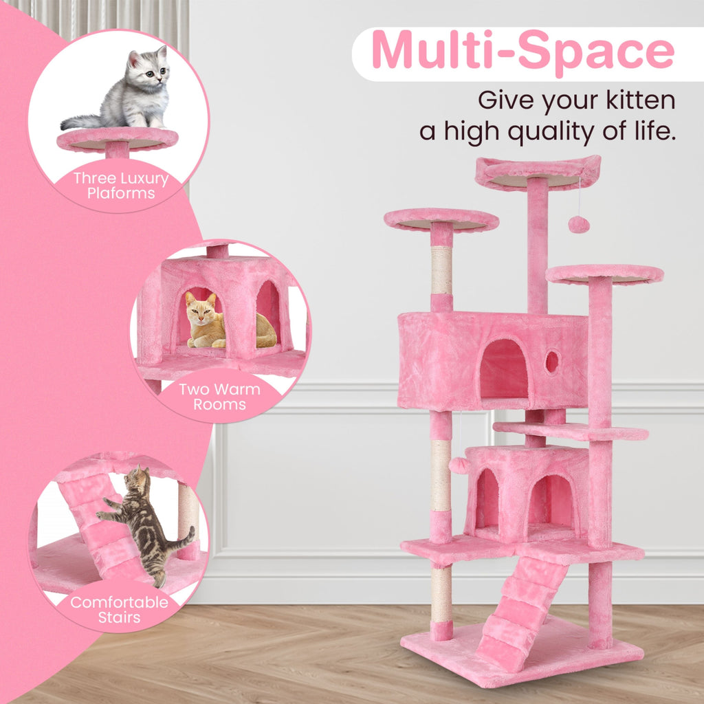 Furniture of America Cat Tree Multi-Level Cat Tower with Ladder, Platforms and Condos
