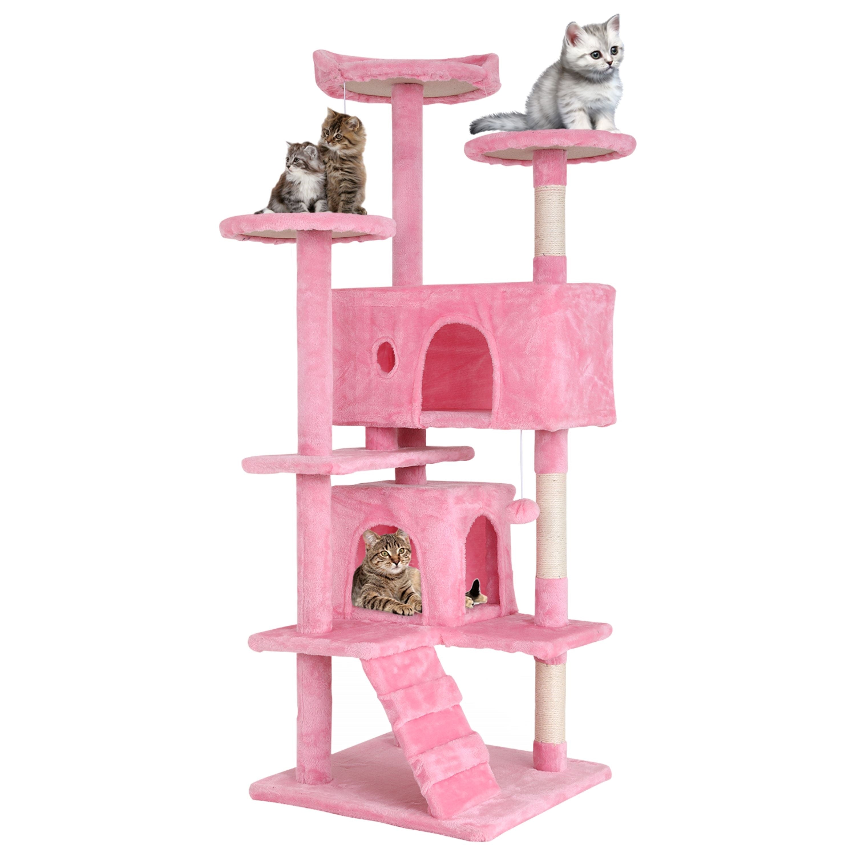 Furniture of America Cat Tree Multi-Level Cat Tower with Ladder, Platforms and Condos
