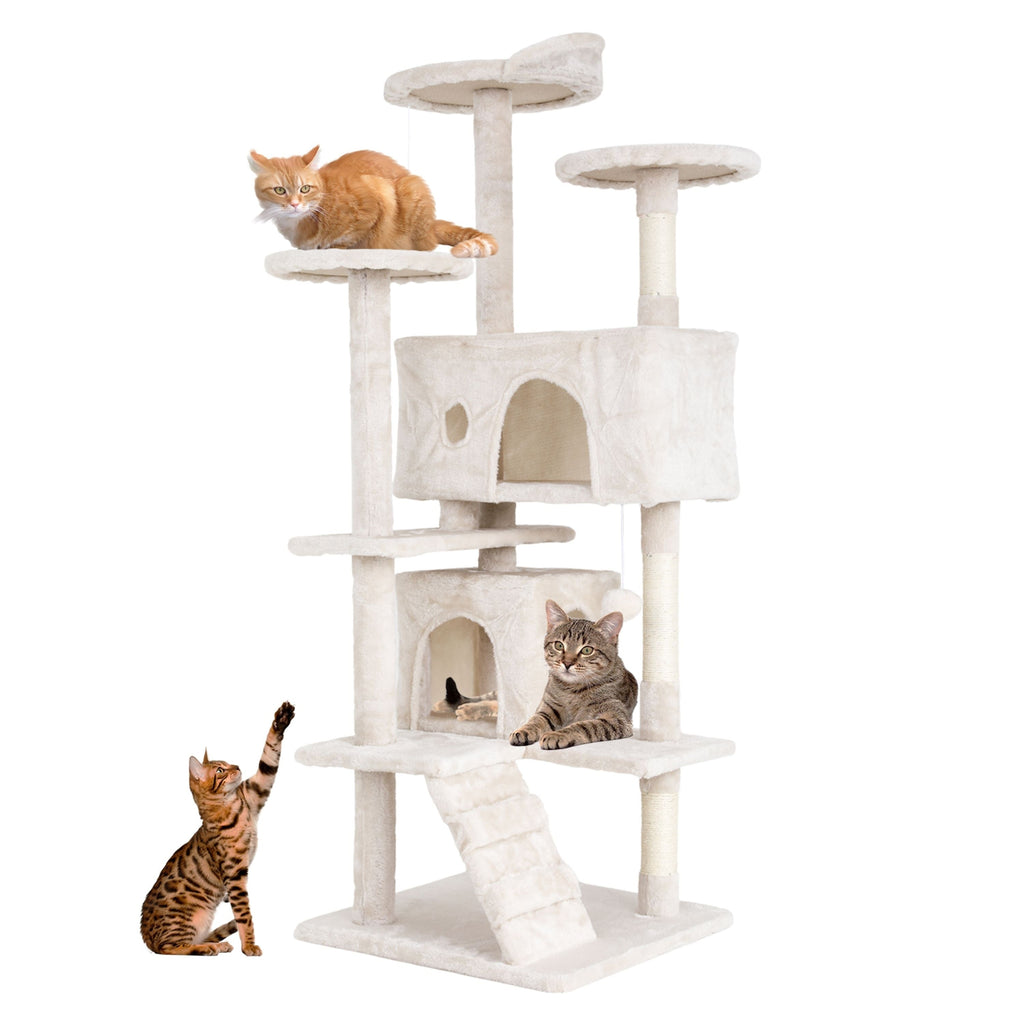 Furniture of America Cat Tree Multi-Level Cat Tower with Ladder, Platforms and Condos