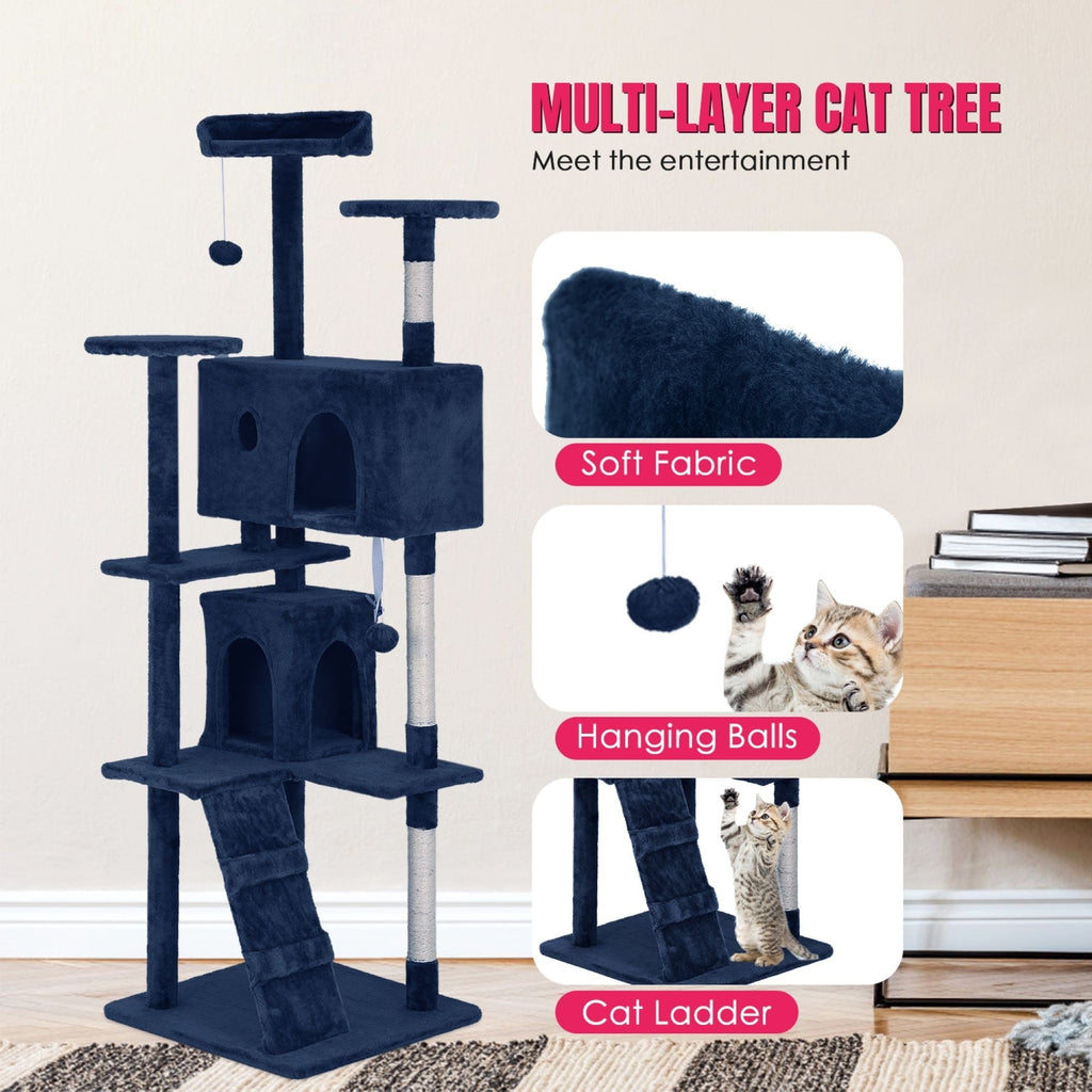 Furniture of America Cat Tree Multi-Level Cat Tower with Ladder, Platforms and Condos