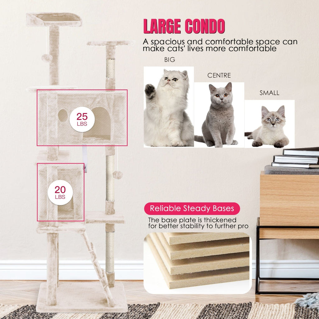 Furniture of America Cat Tree Multi-Level Cat Tower with Ladder, Platforms and Condos