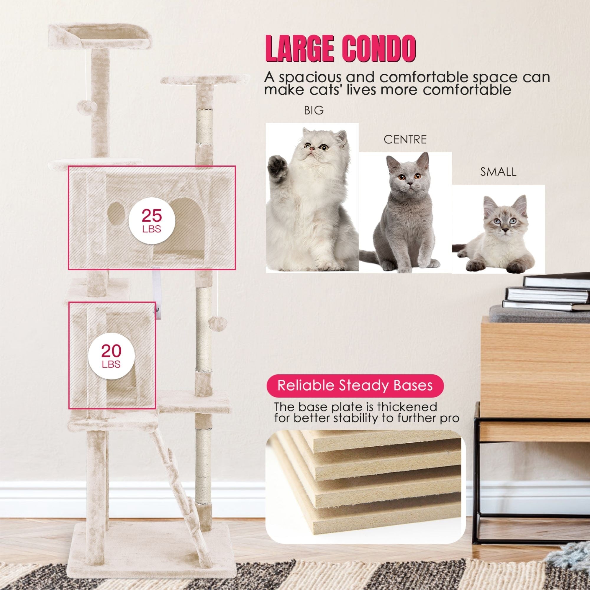 Furniture of America Cat Tree Multi-Level Cat Tower with Ladder, Platforms and Condos