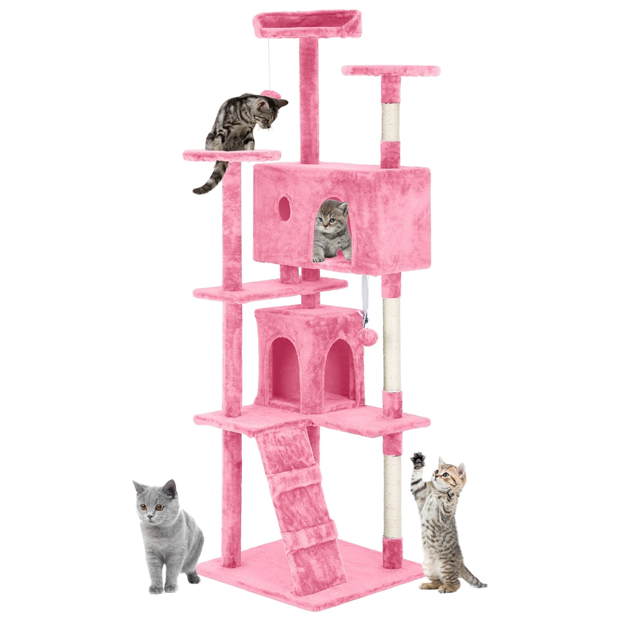 Furniture of America Cat Tree Multi-Level Cat Tower with Ladder, Platforms and Condos