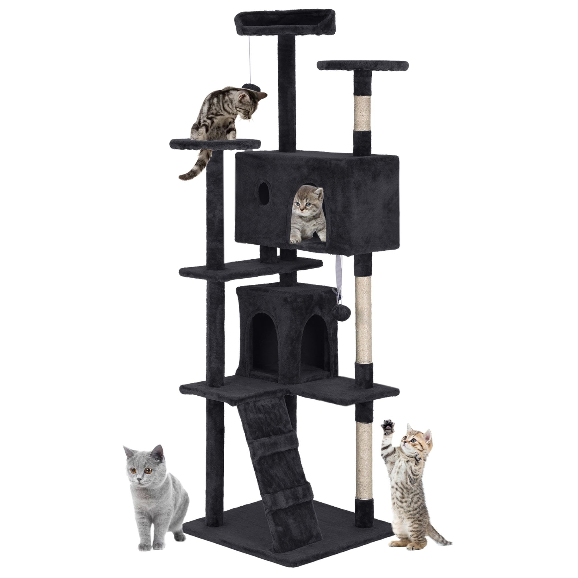Furniture of America Cat Tree Multi-Level Cat Tower with Ladder, Platforms and Condos