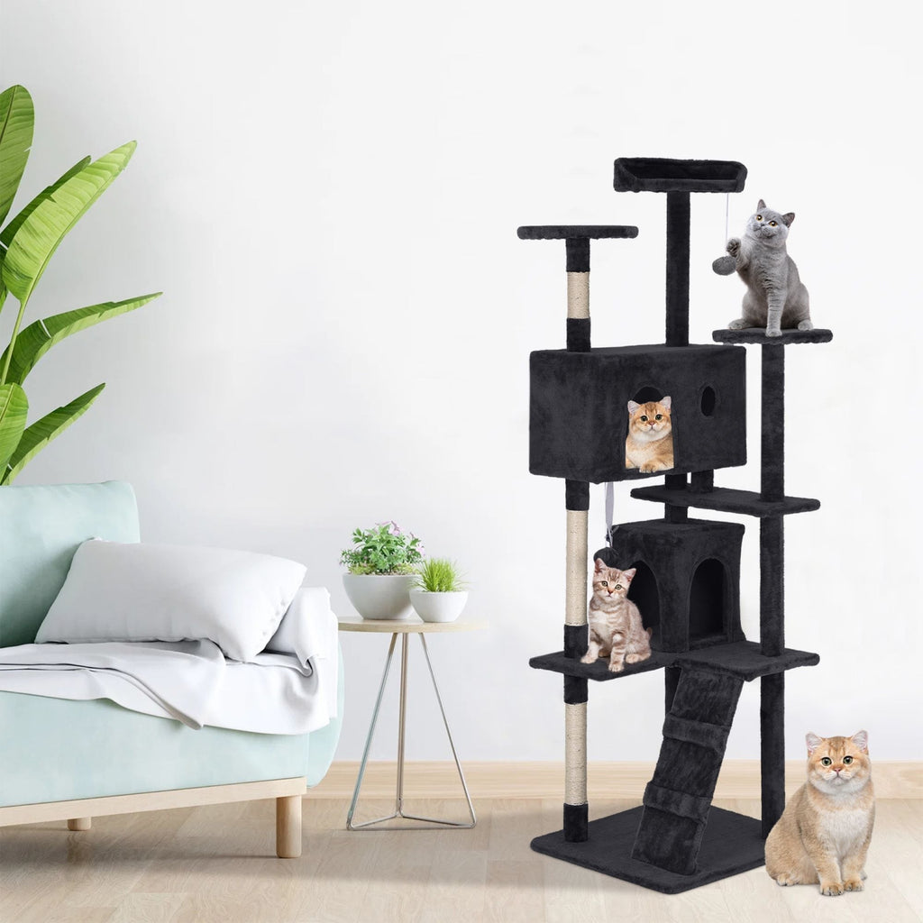 Furniture of America Cat Tree Multi-Level Cat Tower with Ladder, Platforms and Condos