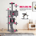 Furniture of America Cat Tree Multi-Level Cat Tower with Ladder, Platforms and Condos