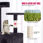 Furniture of America Cat Tree Multi-Level Cat Tower with Ladder, Platforms and Condos