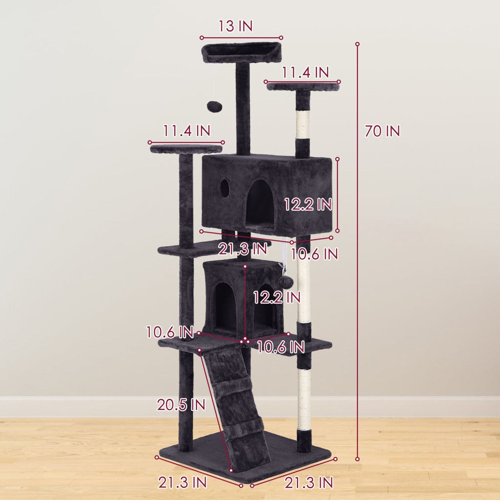 Furniture of America Cat Tree Multi-Level Cat Tower with Ladder, Platforms and Condos