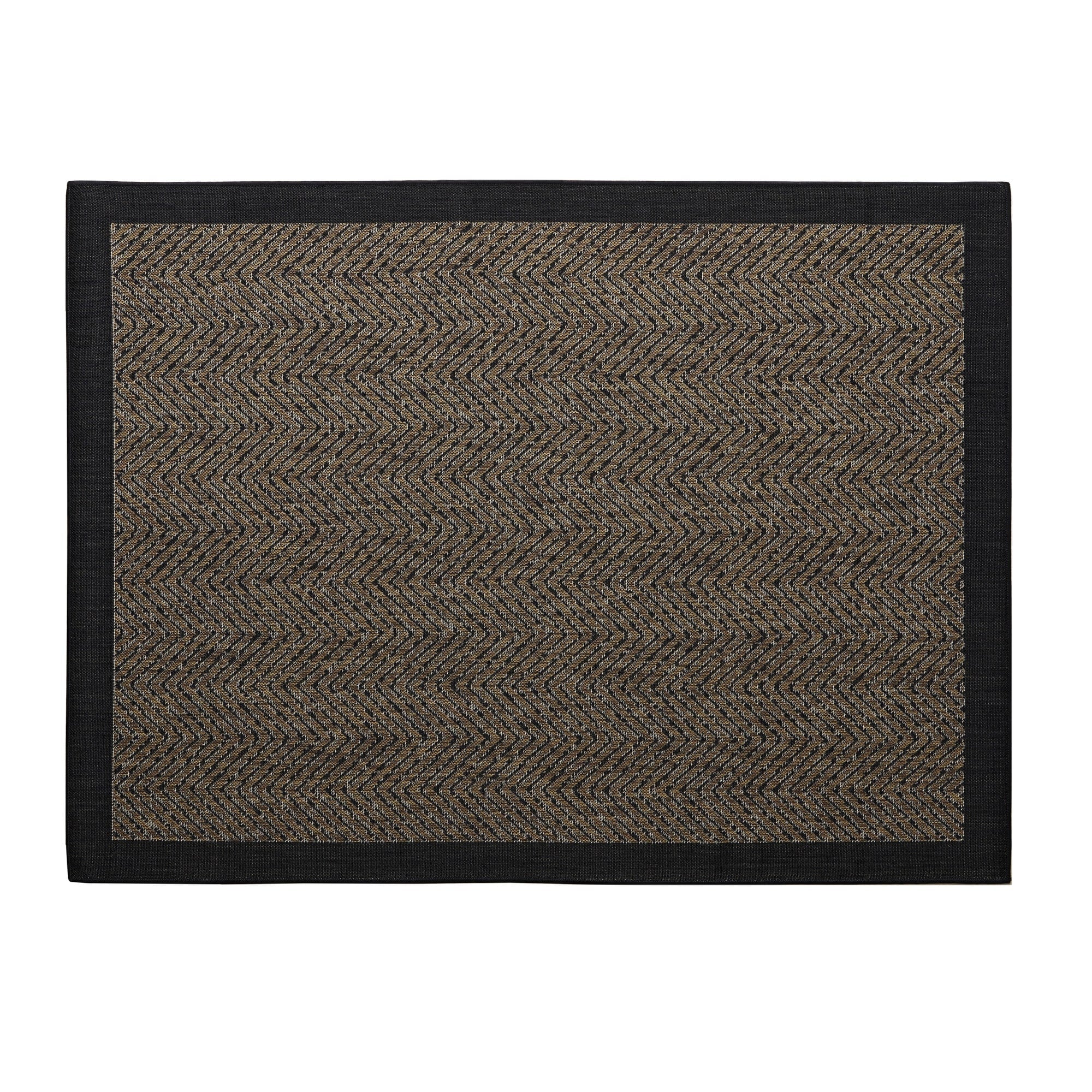 Madison Park Hurley Natural/ Black Textured Chevron Indoor/Outdoor Rug