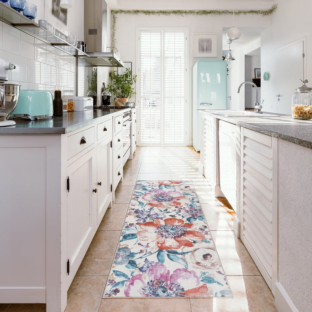 Gertmenian Crystal Print Washable Digital Printed Flat Pile Polyester Slip Resistant Area Rug Collection