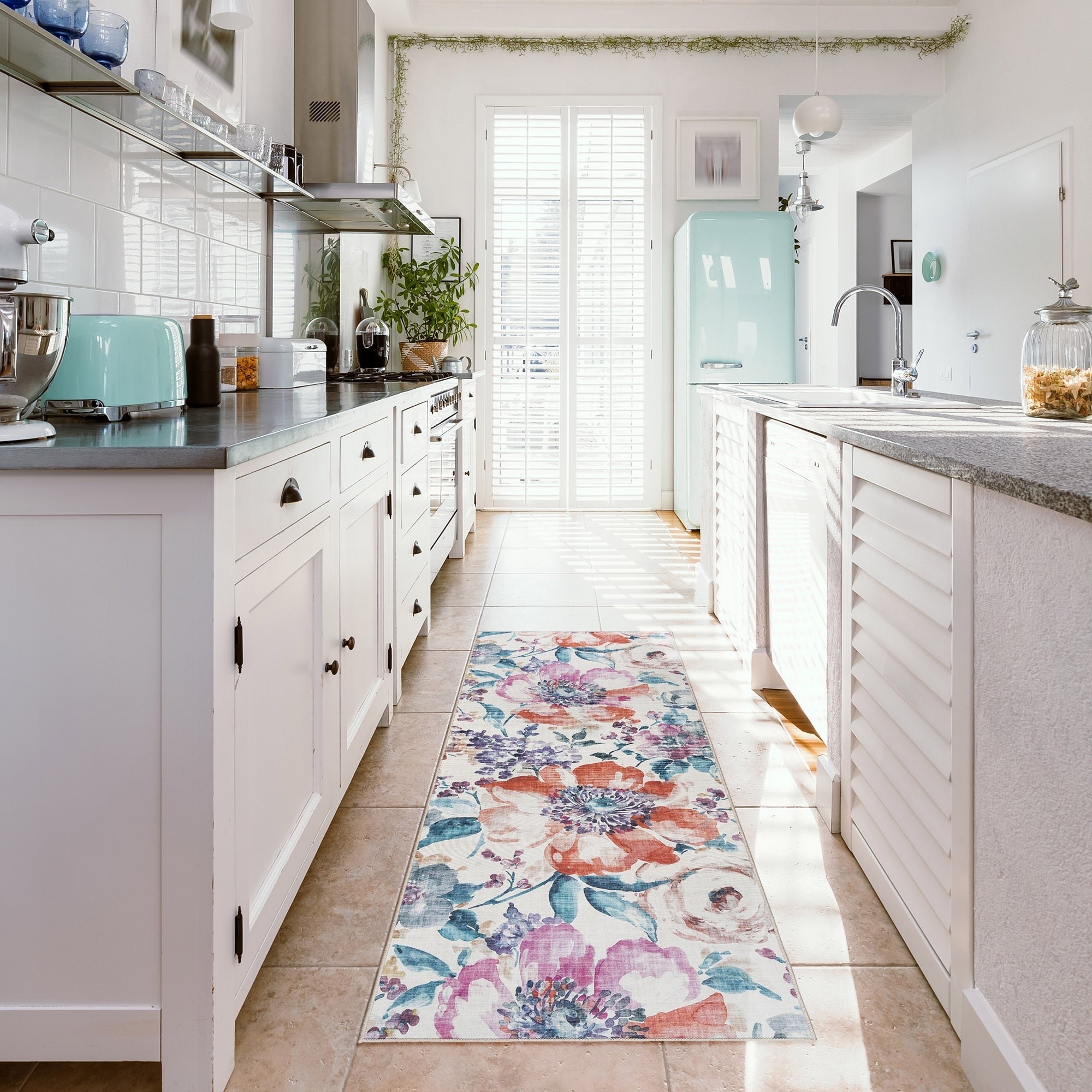 Gertmenian Crystal Print Washable Digital Printed Flat Pile Polyester Slip Resistant Area Rug Collection