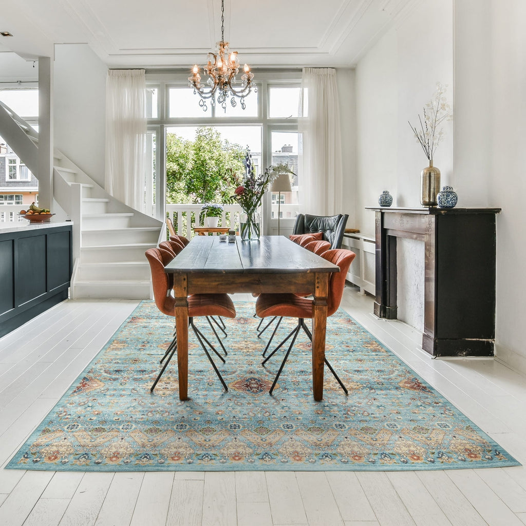 Gertmenian Crystal Print Washable Digital Printed Flat Pile Polyester Slip Resistant Area Rug Collection