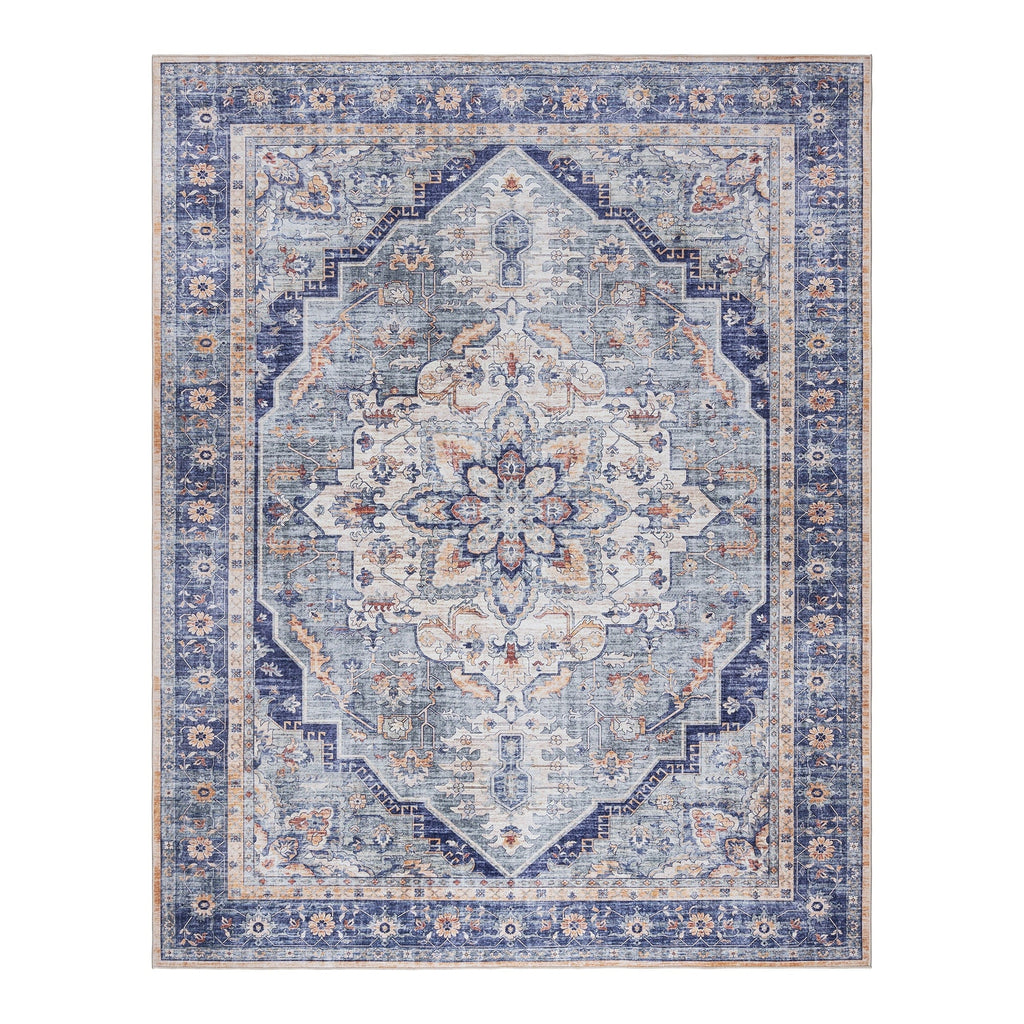 Gertmenian Crystal Print Washable Digital Printed Flat Pile Polyester Slip Resistant Area Rug Collection