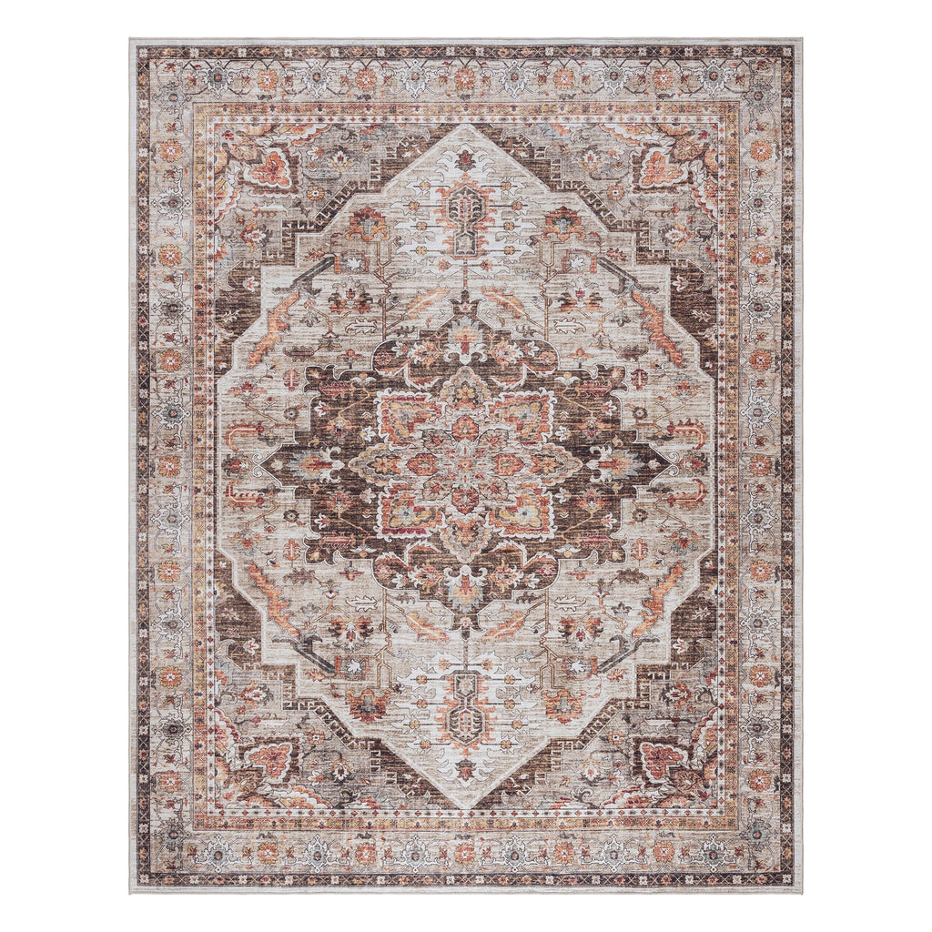 Gertmenian Crystal Print Washable Digital Printed Flat Pile Polyester Slip Resistant Area Rug Collection