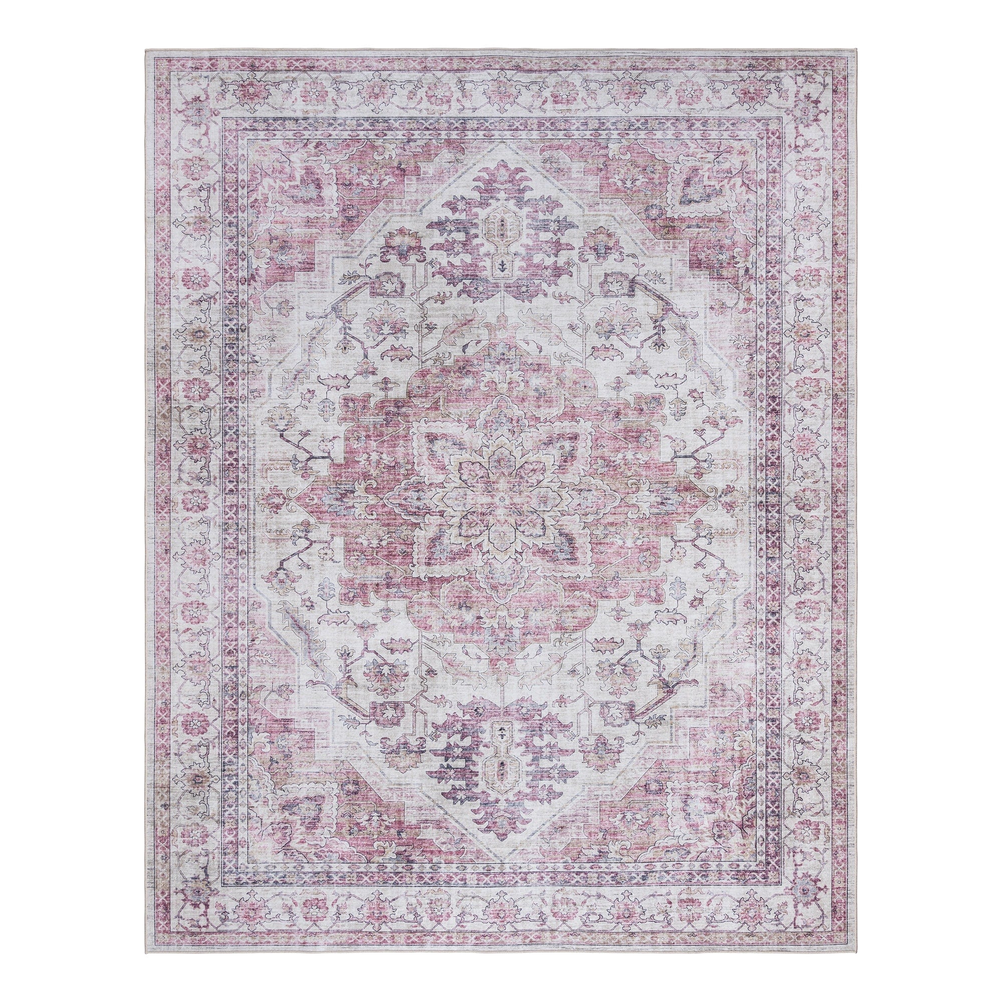 Gertmenian Crystal Print Washable Digital Printed Flat Pile Polyester Slip Resistant Area Rug Collection