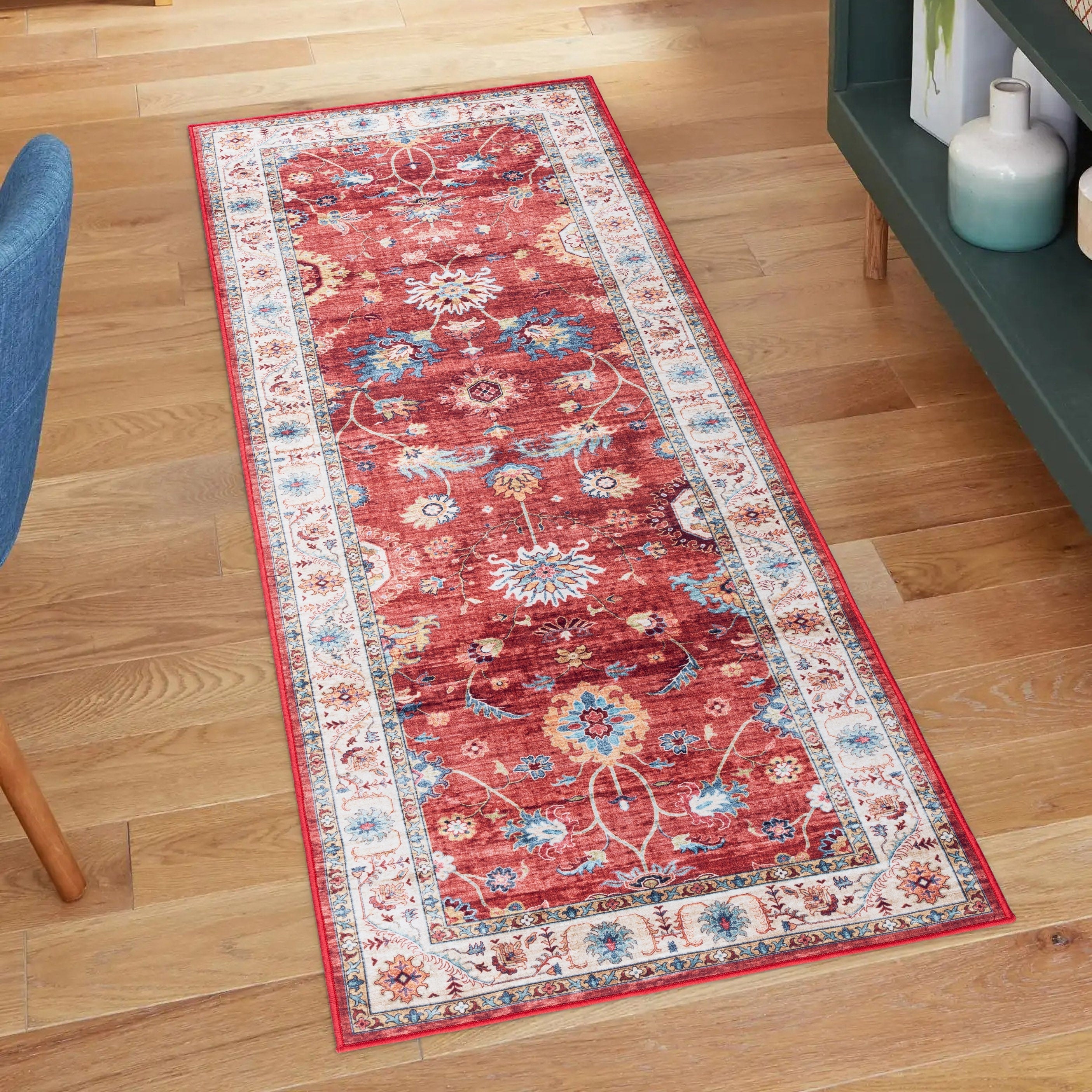 Gertmenian Crystal Print Washable Digital Printed Flat Pile Polyester Slip Resistant Area Rug Collection