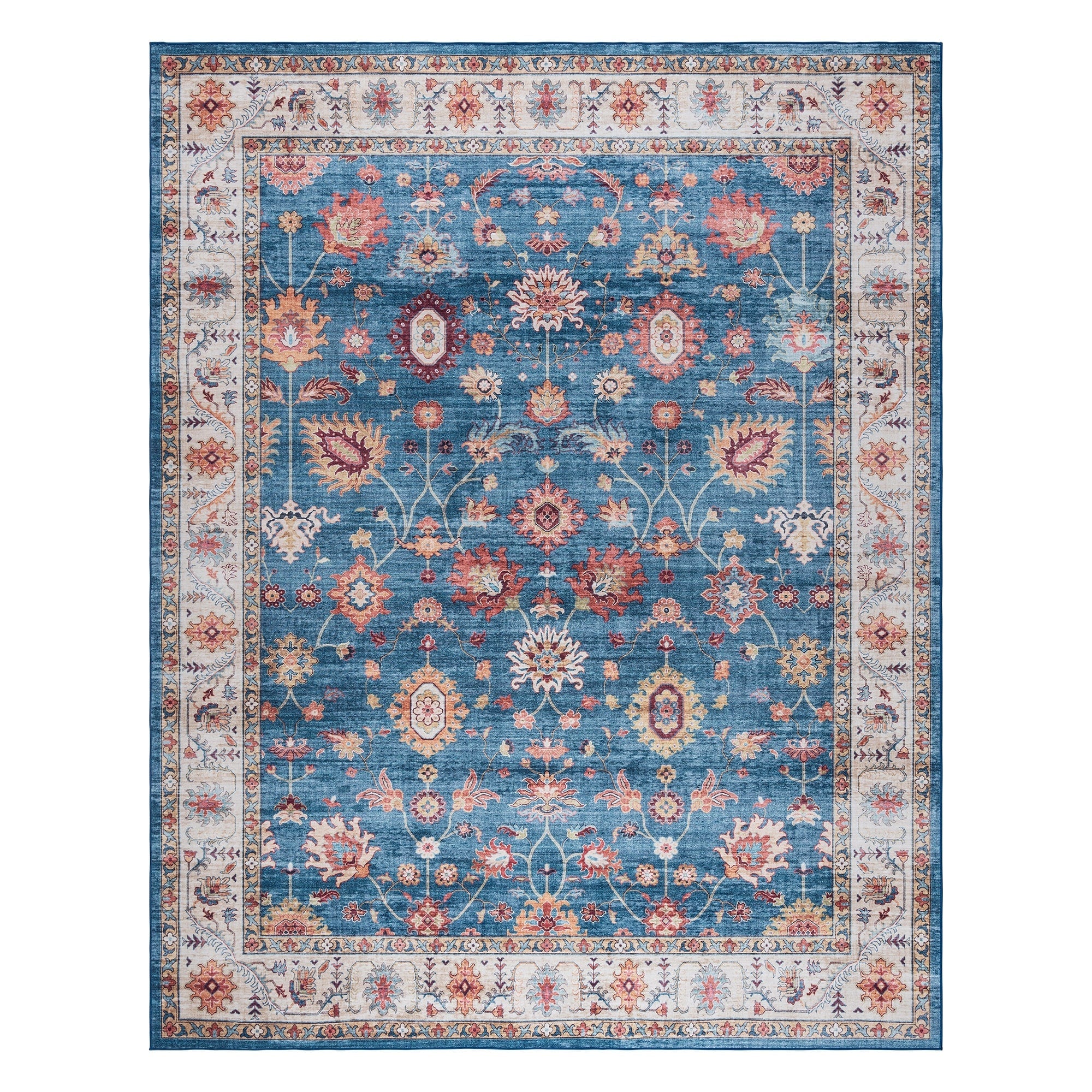 Gertmenian Crystal Print Washable Digital Printed Flat Pile Polyester Slip Resistant Area Rug Collection