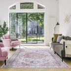 Gertmenian Crystal Print Washable Digital Printed Flat Pile Polyester Slip Resistant Area Rug Collection