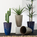 Glitzhome 19.75 H Eco-Friendly Oversized Faux Ceramic Diamond Textured Tall Planter Porch Flowerpot (Set of 2)