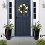 Glitzhome 19.75 H Eco-Friendly Oversized Faux Ceramic Diamond Textured Tall Planter Porch Flowerpot (Set of 2)