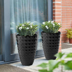 Glitzhome 19.75 H Eco-Friendly Oversized Faux Ceramic Diamond Textured Tall Planter Porch Flowerpot (Set of 2)