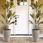 Glitzhome 19.75 H Eco-Friendly Oversized Faux Ceramic Diamond Textured Tall Planter Porch Flowerpot (Set of 2)