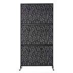 Glitzhome 6ft Galvanized Floral Patterned 3-Panel Privacy Screen Room Divider Fences