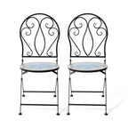 Glitzhome Outdoor Metal Folding Bistro Set 3PCS Patio Table Chairs