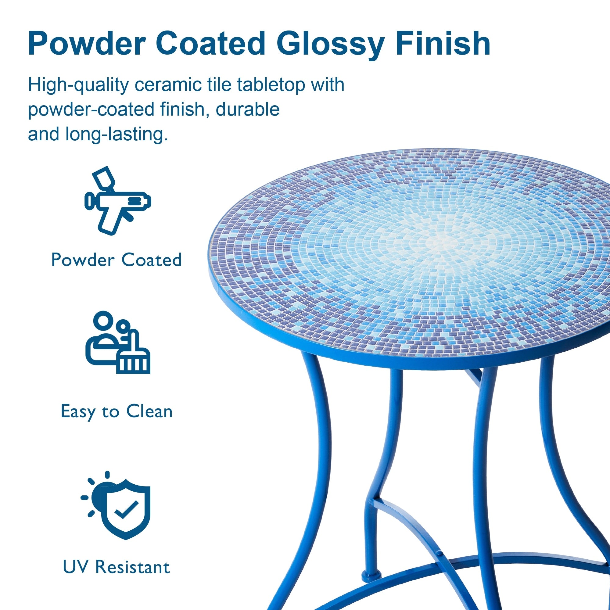 Glitzhome Outdoor Metal Folding Bistro Set 3PCS Patio Table Chairs