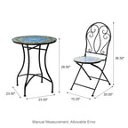 Glitzhome Outdoor Metal Folding Bistro Set 3PCS Patio Table Chairs