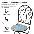 Glitzhome Outdoor Metal Folding Bistro Set 3PCS Patio Table Chairs