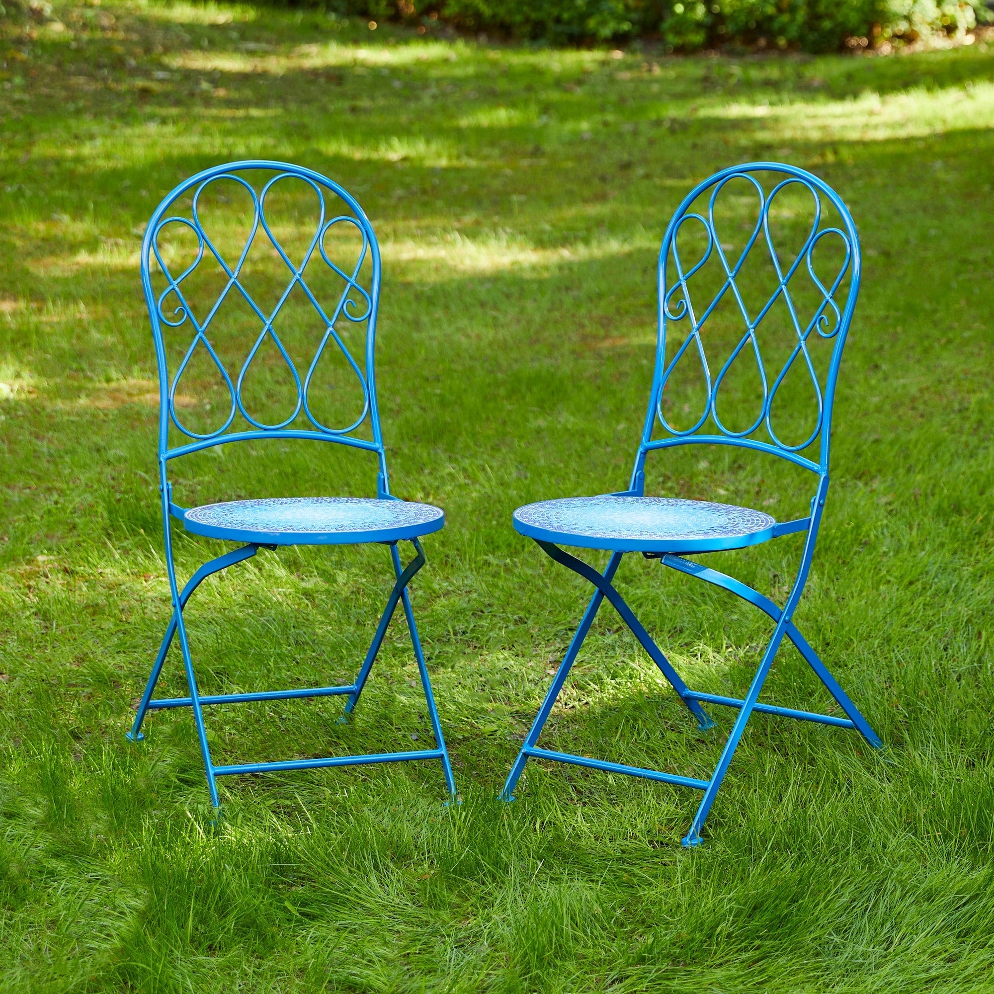 Glitzhome Outdoor Metal Folding Bistro Set 3PCS Patio Table Chairs