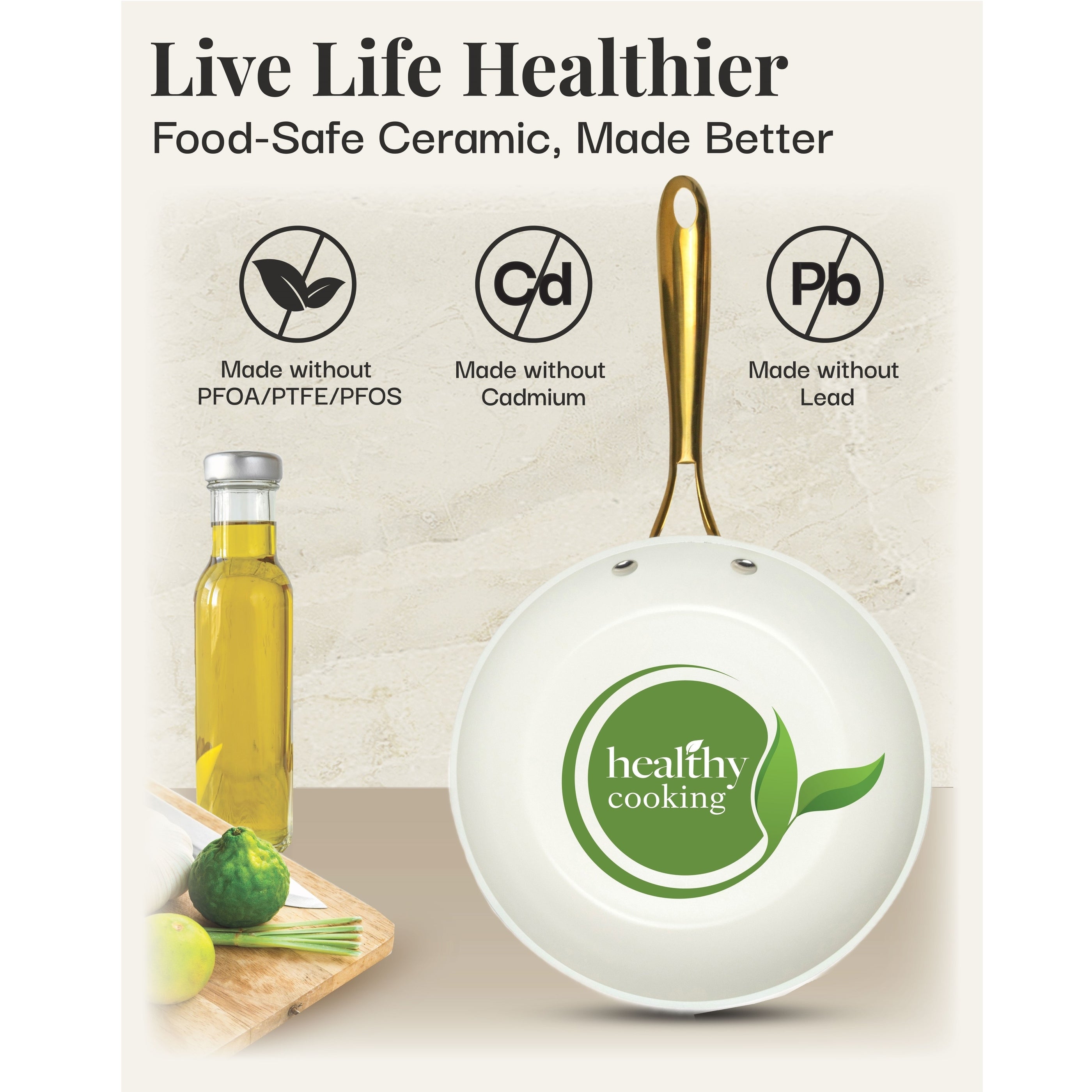 Gotham Steel Cream Pots and Pans 15 Piece Ultra Nonstick Ceramic Cookware Set with Utensils