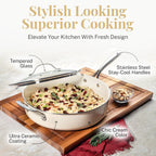 Gotham Steel Naturals 20 Pc Nonstick Pots and Pans Express Cookware Set with Bakeware and Utensils