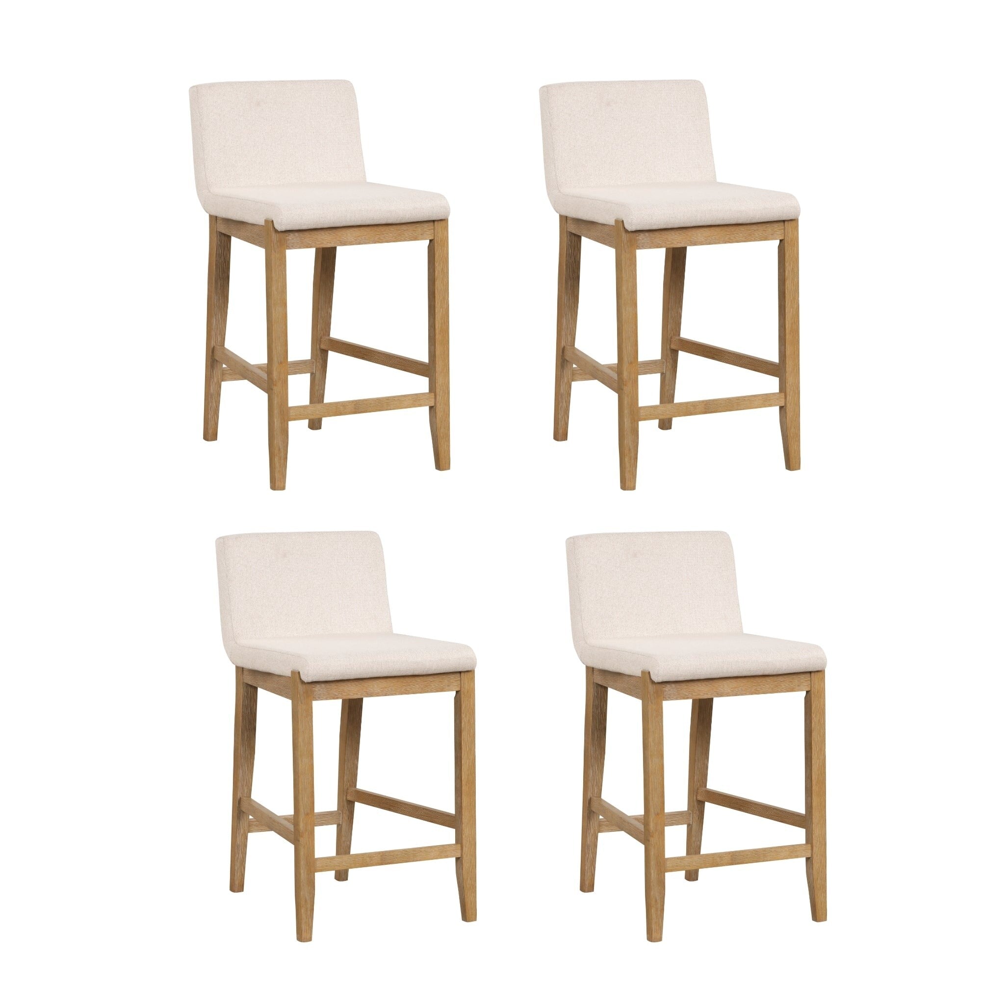 Gracie Modern Bar Stool, Boucle Upholstered Chair and Brushed Wooden Legs