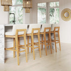 Gracie Modern Bar Stool, Boucle Upholstered Chair and Brushed Wooden Legs