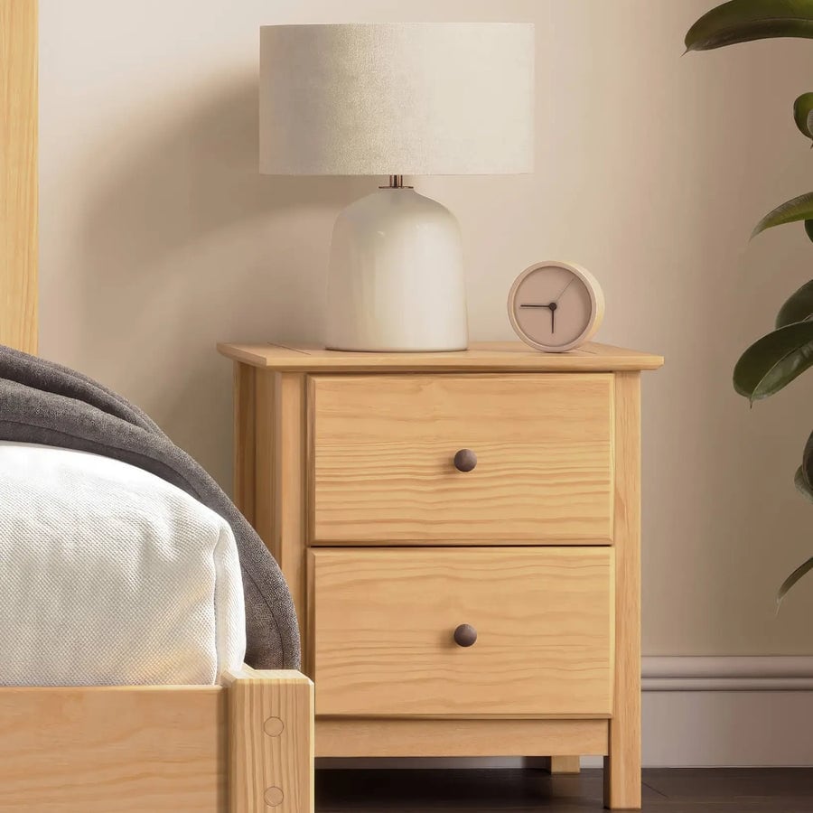 Grain Wood Furniture Shaker 2-drawer Solid Wood Nightstand
