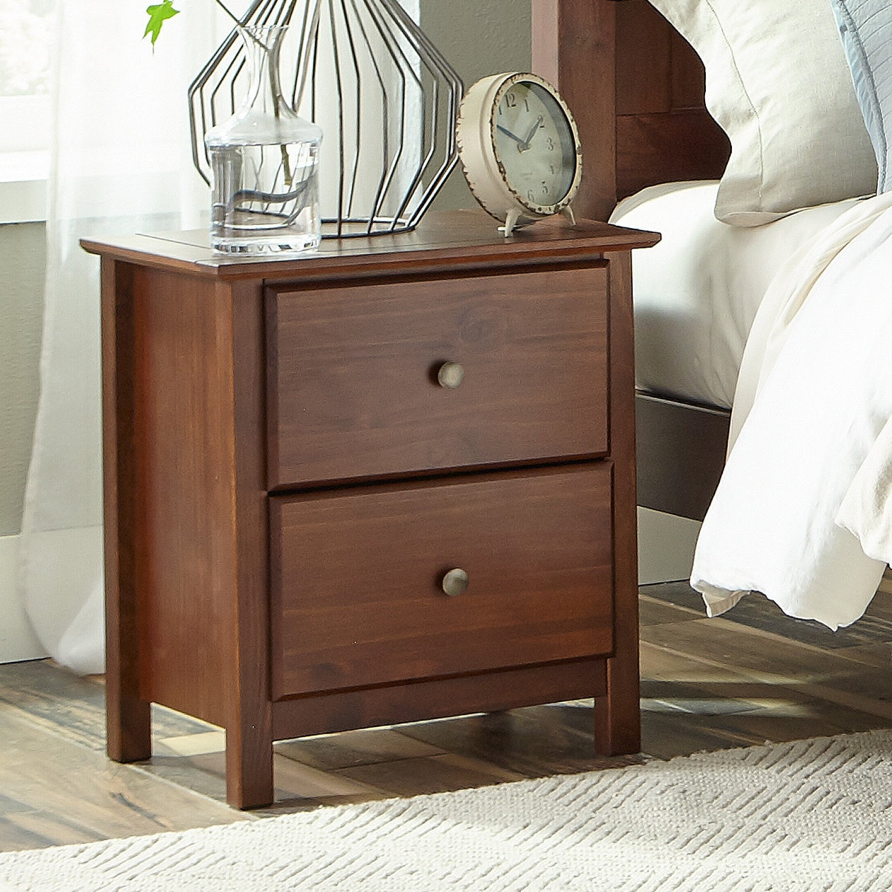 Grain Wood Furniture Shaker 2-drawer Solid Wood Nightstand