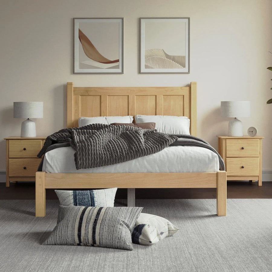Grain Wood Furniture Shaker Solid Wood Panel Platform Bed